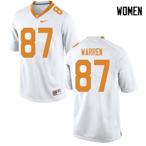 Women Tennessee Volunteers Jacob Warren #87 White Football Jerseys 860176-205